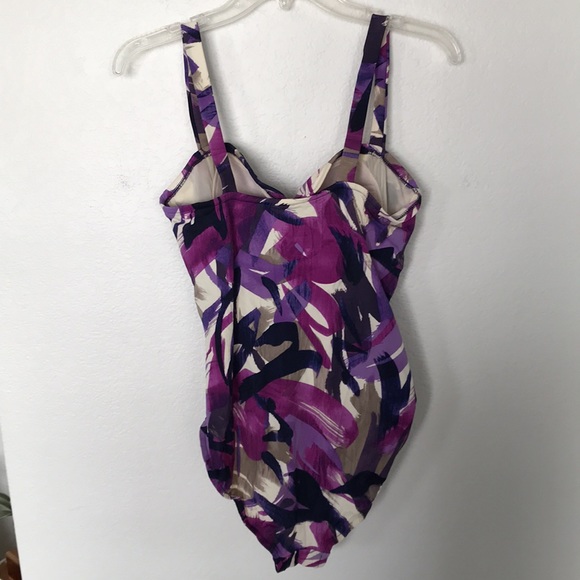 💜EXTRA TUMMY CONTROL ONE PIECE SWIMSUIT SIZE 14 BY CROFT& BARROW PRETTY PURPLES - Picture 3 of 6